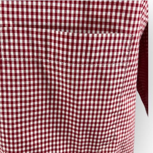 L.L. Bean Red Plaid Cotton Button Down Shirt Short Sleeve Large - Picture 7 of 11